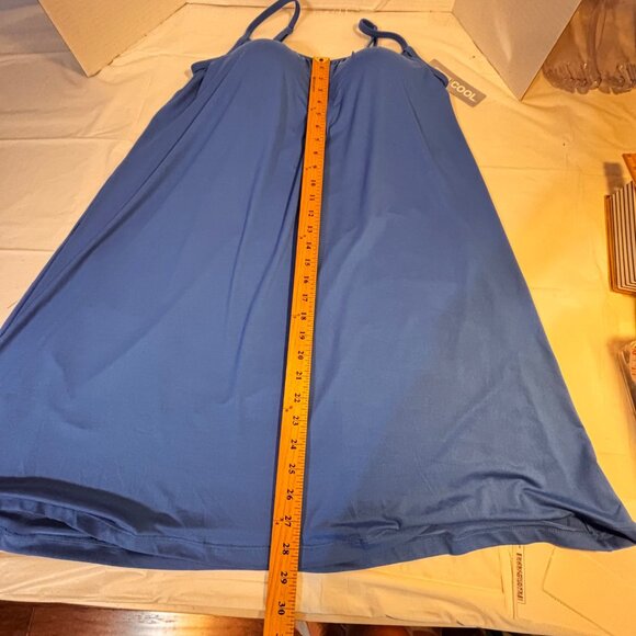 32 Degrees Cool Sleeveless Tank Dress Large Washed Indigo Built In Bra Flowy - Picture 9 of 11